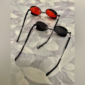 NWOT Lot of 2 Vintage Round Metal Sunglasses Unisex Retro Style- Pink and Brown